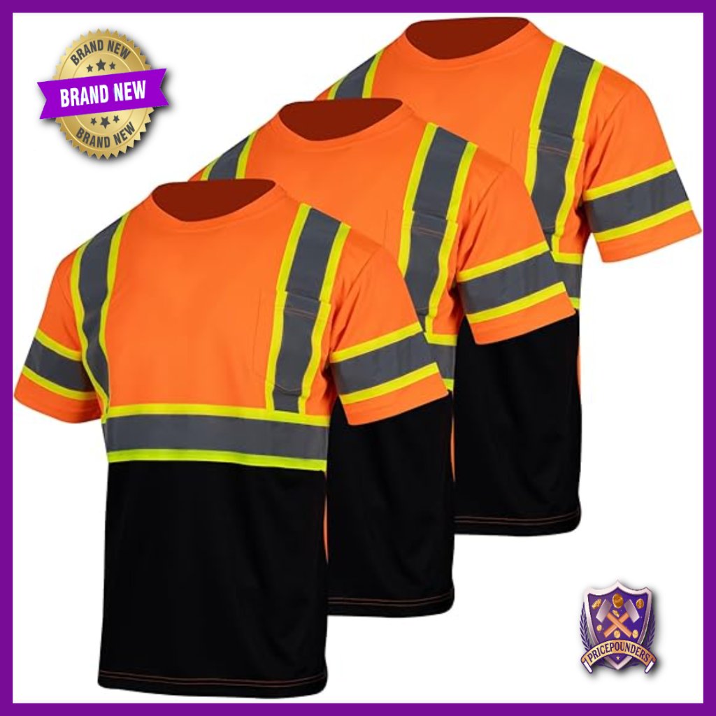 Ansi Class 3 Hi Vis Safety Shirt, Reflective Workwear, Men's Large